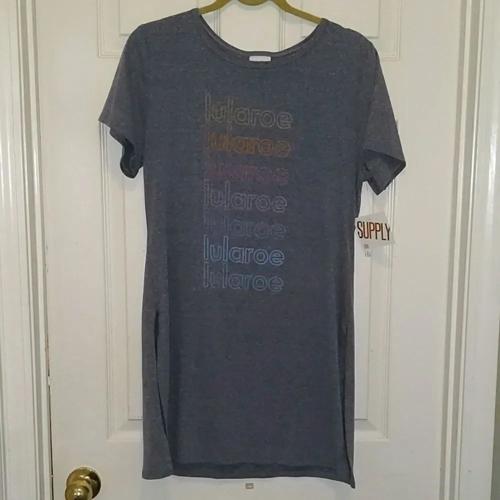 Lularoe blue rainbow print tunic Sz S NWT